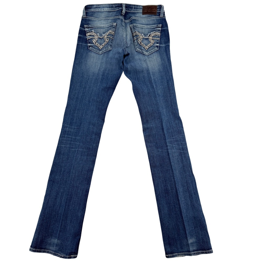 Big Star Sweet Boot Ultra Low Rise Jeans Women 27XL Dark Wash Embroidered Pocket - Picture 2 of 9